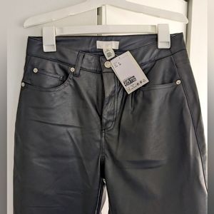 NWT H&M Straight Black Leather Pants (Size 8)